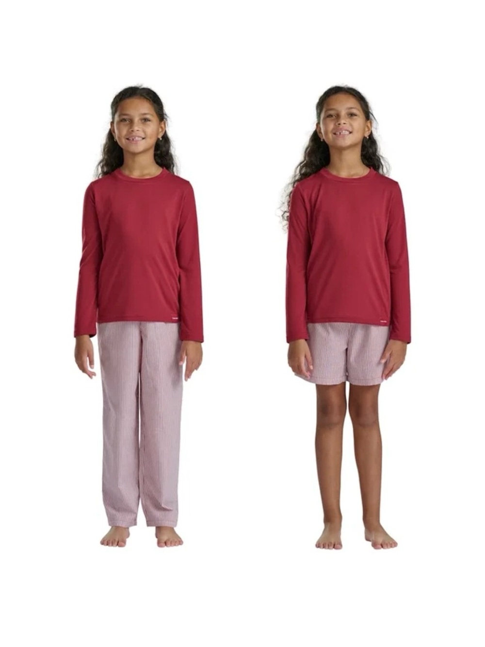Calvin Klein Girls' Long-Sleeve Crew Neck Top in Burgundy Red